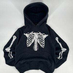 Y2K Woman’s Bowery Skeleton Grunge Hoodie boxy size small black